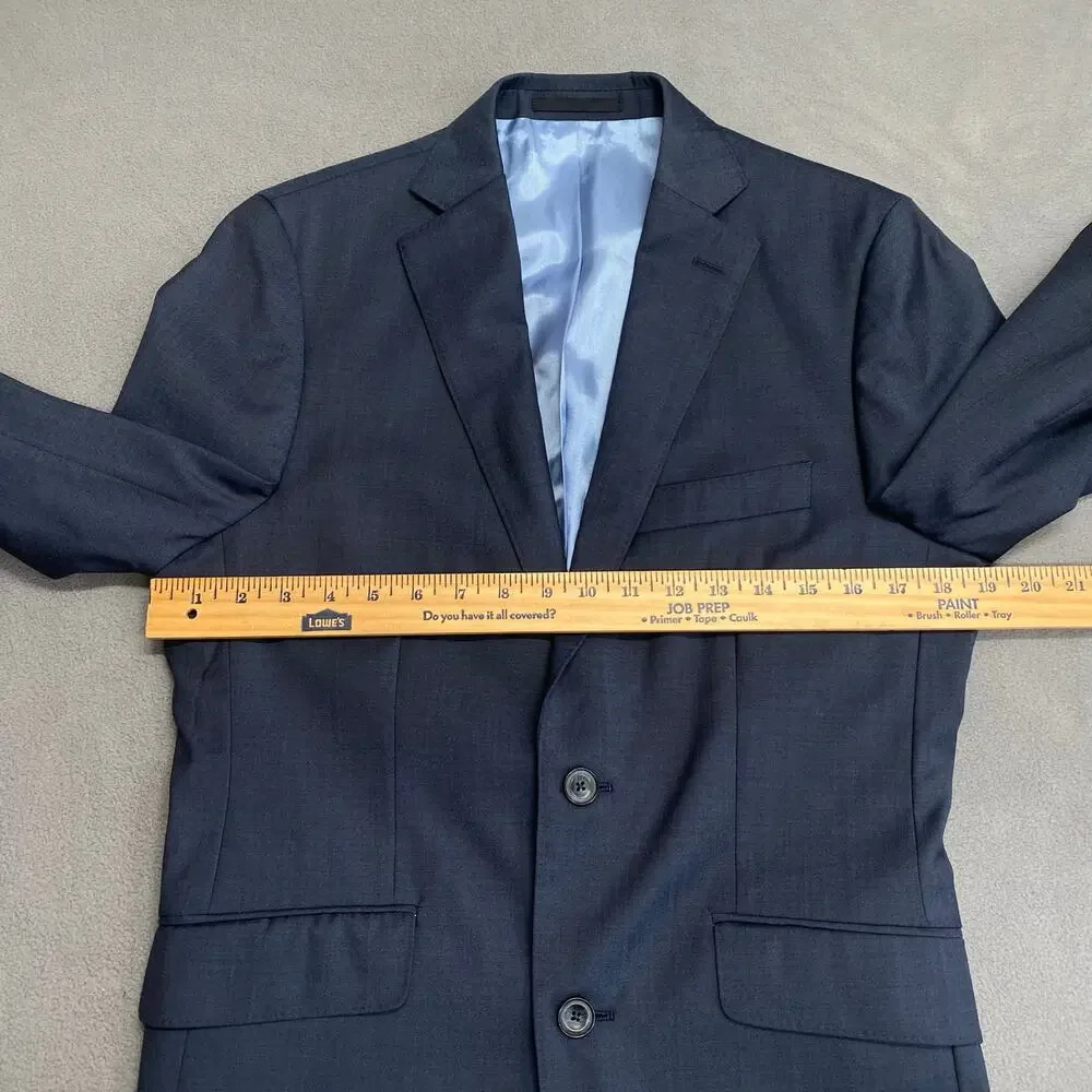 J Hilburn Wool 2 Button Blazer Mens 38 Slim‎ Fit Blue Viscose Preppy Old Money